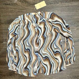 Soya Concept Blouse, Blue/Tan